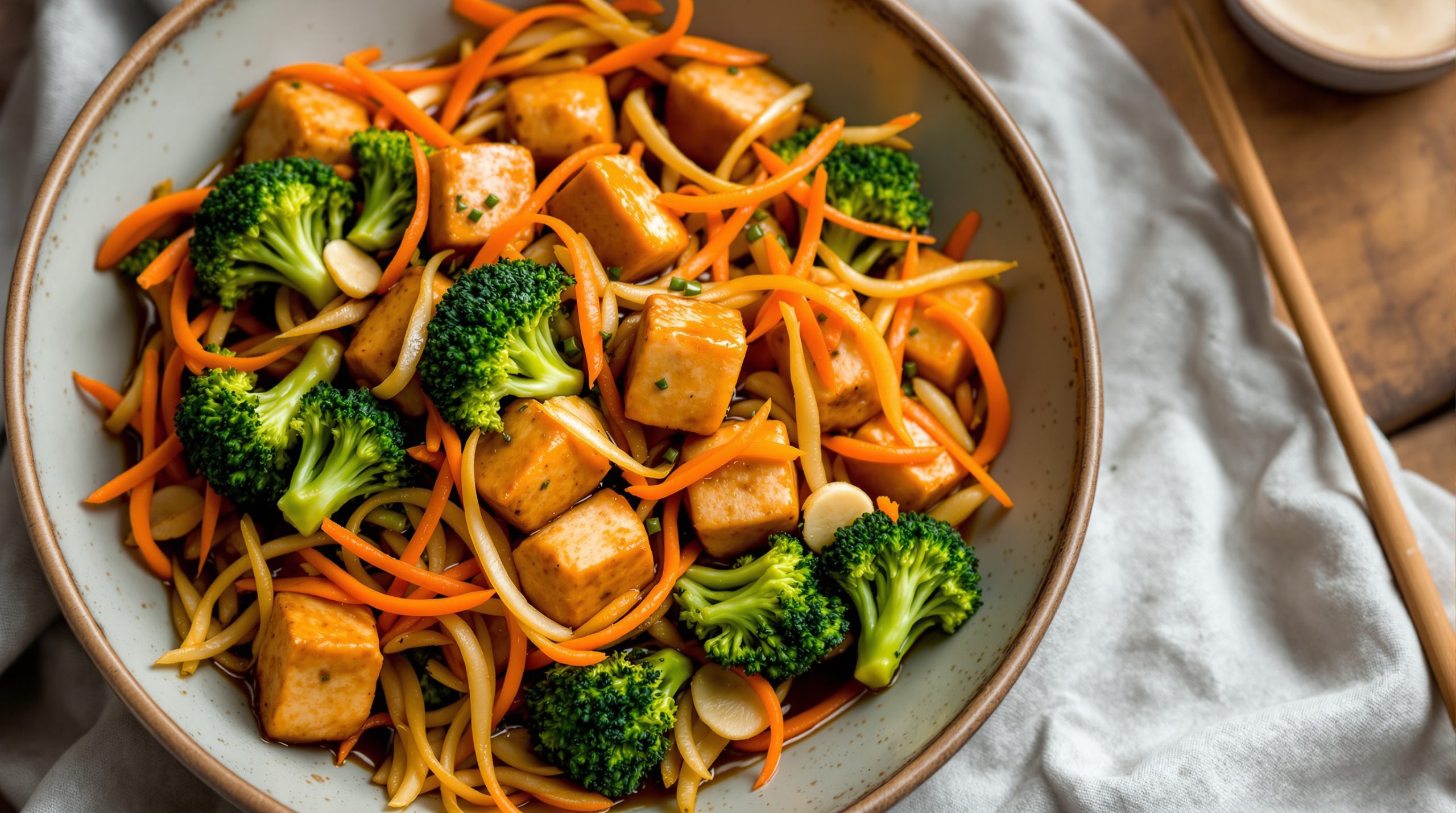 Tempeh-Stir-Fry mit Brokkoli und Ingwer