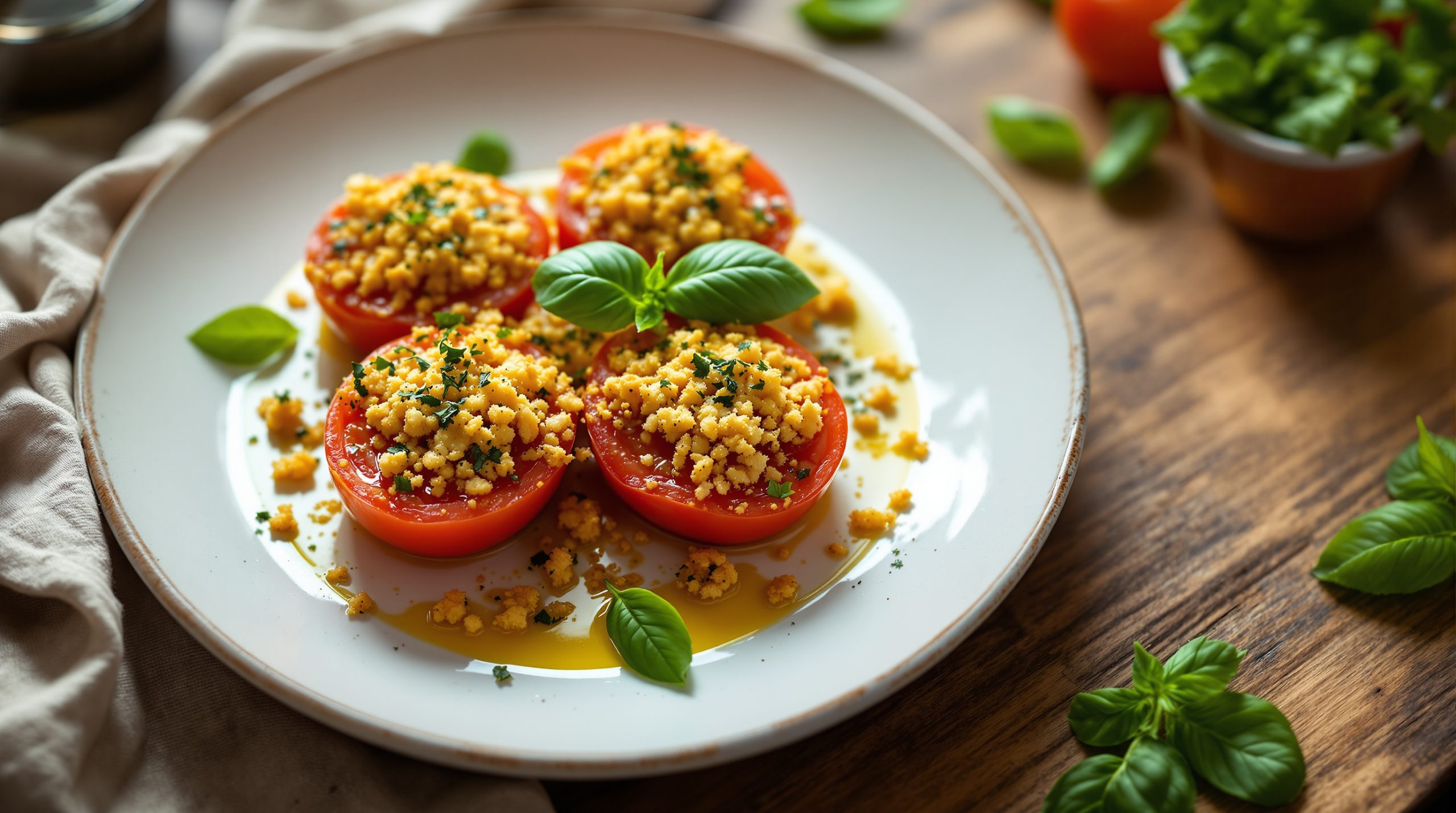 Überbackene Tomaten mit Kräuterbröseln