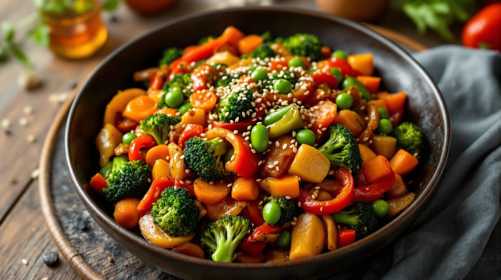 Wok-Gemüse mit schwarzer Bohnensauce